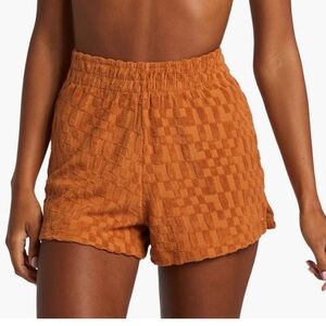 Billabong Wave Runners Terry Shorts Women Sz M Orange Brown Spice